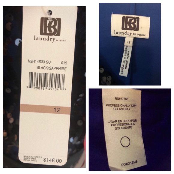 Laundry by Design black & sapphire sequin dress - Picture 6 of 6